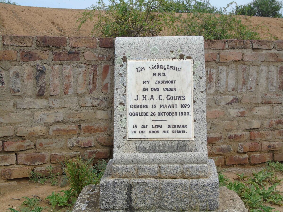 GOUWS J.H.A.C. 1879-1933