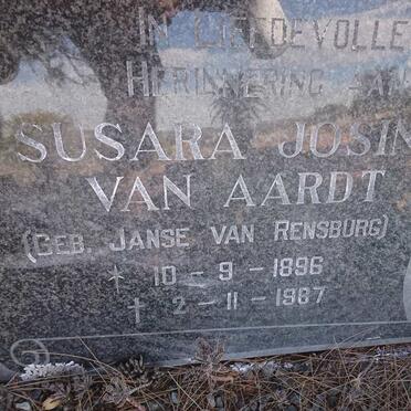 AARDT Susara Josina, van nee JANSE VAN RENSBURG 1896-1987