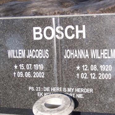 BOSCH Willem Jacobus 1919-2002 &amp; Johanna Wilhelmina 1920-2000