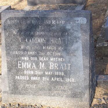 BRATT C. Gordon 1885-1952 &amp; Emma M. 1888-1968