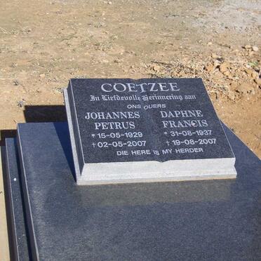 COETZEE Johannes Petrus 1929-2007 &amp; Daphne Francis 1937-2007