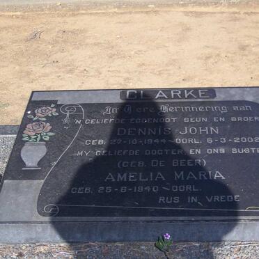 CLARKE Dennis John 1944-2002 &amp; Amelia Maria DE BEER 1940-