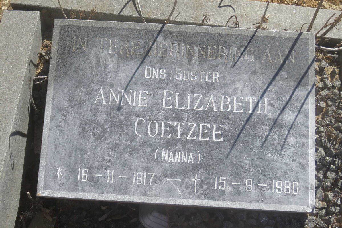 COETZEE Annie Elizabeth 1917-1980