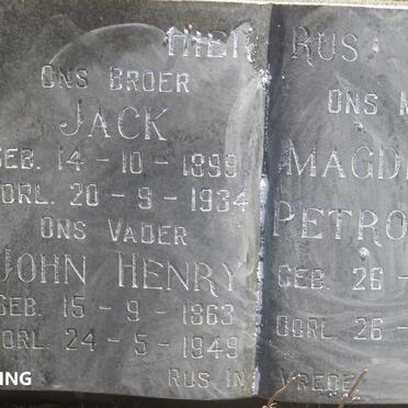 FLEMING John Henry 1863-1949 &amp; Magdalena Petronella 1865-1951 :: FLEMING Jack 1899-1934