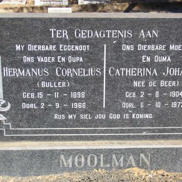 MOOLMAN Hermanus Cornelius 1898-1966 &amp; Catherina Johanna DE BEER 1904-1973