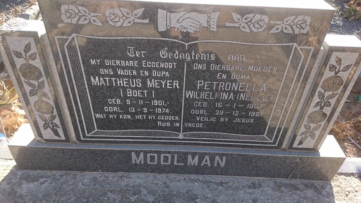 MOOLMAN Mattheus Meyer 1901-1974 &amp; Petronella Wilhelmina 1907-1981