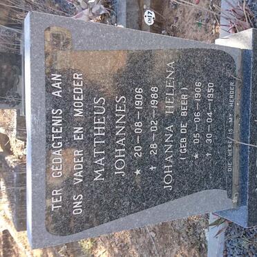 MOOLMAN Mattheus Johannes 1906-1988 &amp; Johanna Helena DE BEER 1906-1950