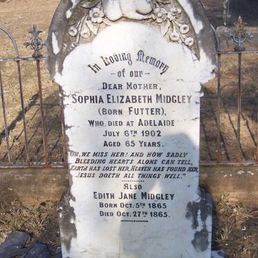 MIDGLEY Sophia Elizabeth nee FUTTER -1902 :: MIDGLEY Edith Jane 1865-1865