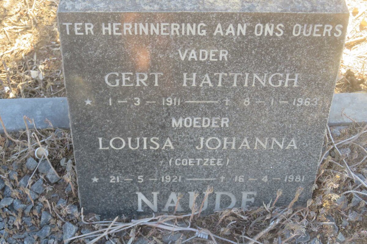 NAUDE Gert Hattingh 1911-1963 &amp; Louisa Johanna COETZEE 1921-1981