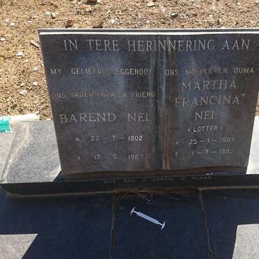 NEL Barend 1902-1987 &amp; Martha Francina LOTTER 1907-1990