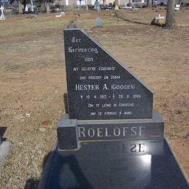 ROELOFSE Hester A. formerly GOOSEN 1912-1985