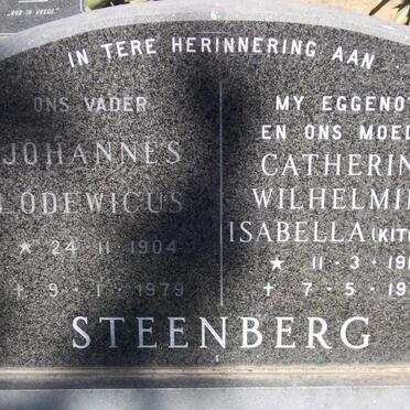 STEENBERG Johannes Lodewicus 1904-1979 &amp; Catherina Wilhelmina Isabella KITCHING 1915-1974