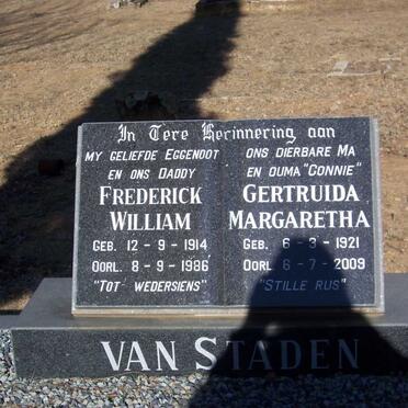 STADEN Frederick William, van 1914-1986 &amp; Gertruida Margaretha 1921-2009