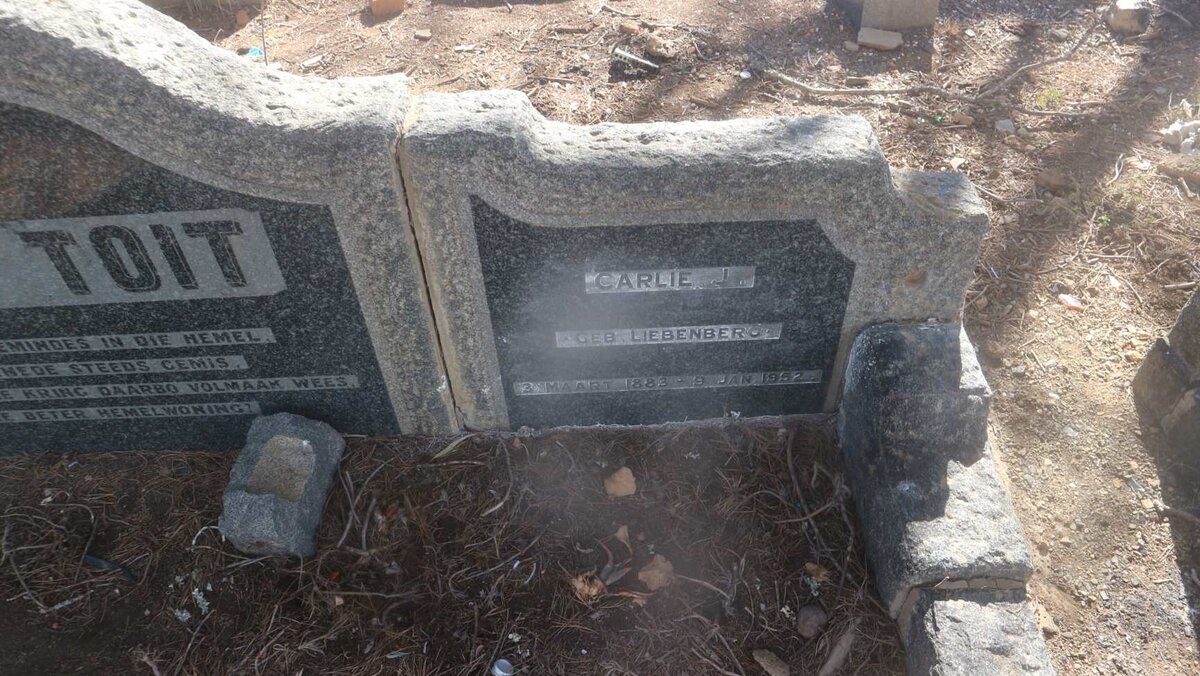 TOIT Jan Hendrik, du 1881-1937 &amp; Carlie J. LIEBENBERG 1883-1952