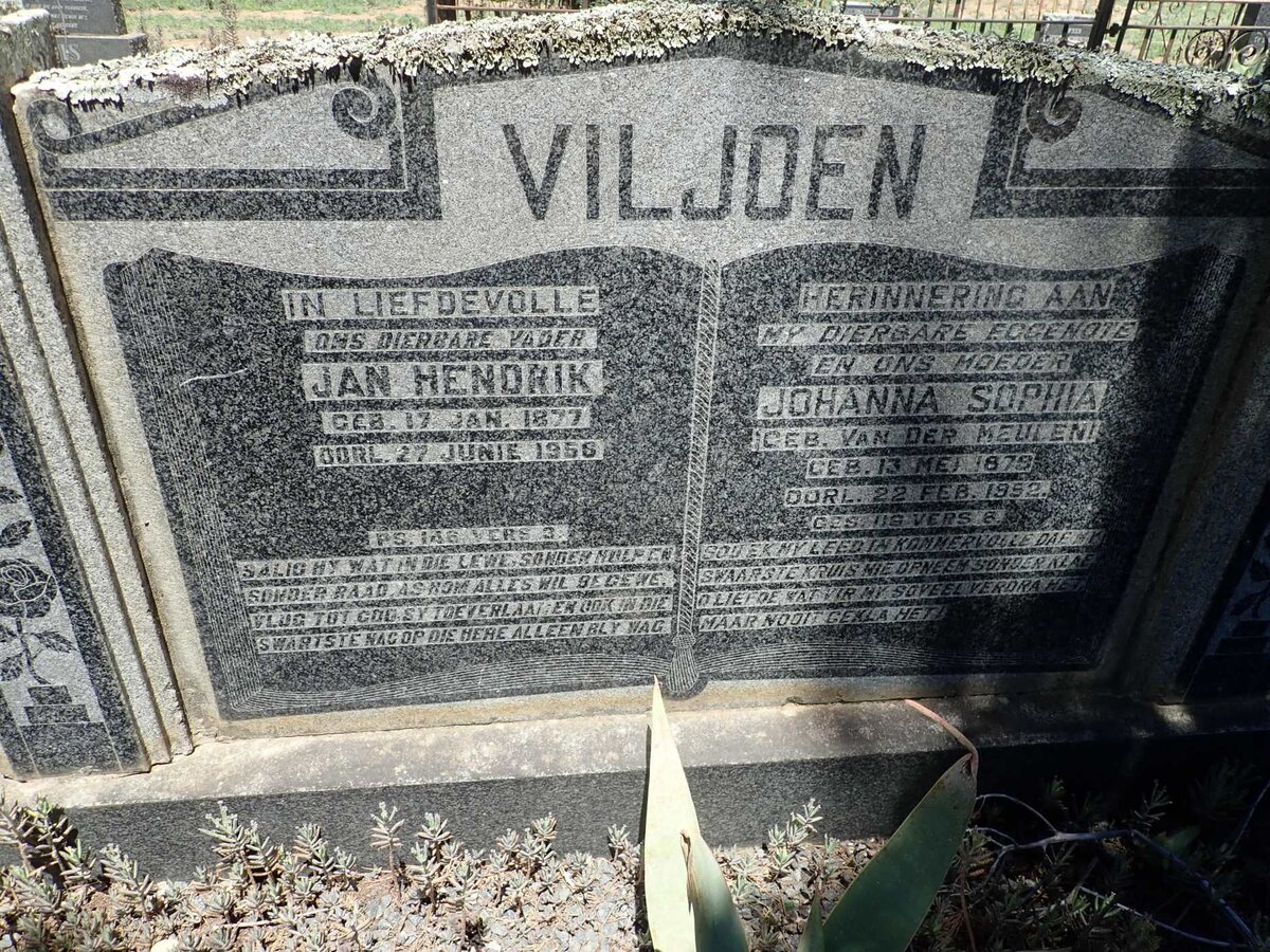 VILJOEN Jan Hendrik 1877-1956 &amp; Johanna Sophia VAN DER MEULEN 1879-1952