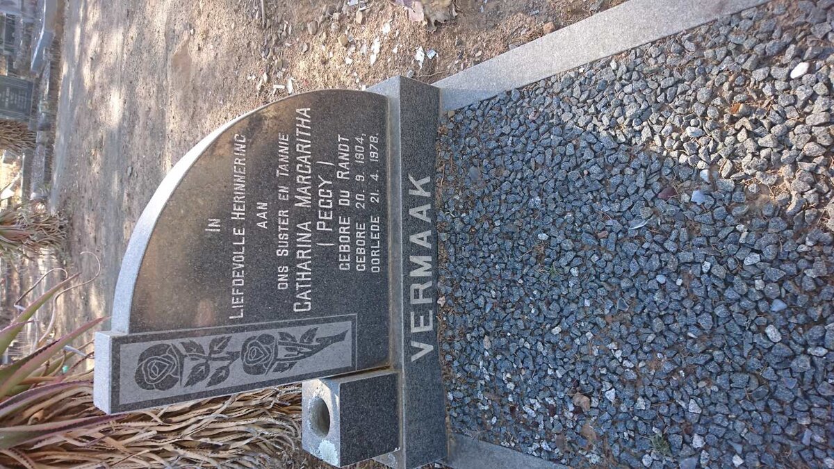 VERMAAK  Catharina Margaritha nee DU RANDT 1904-1978