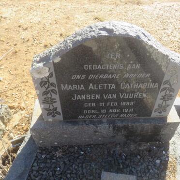 VUUREN Cornelius Johannes, Jansen van 1896-1960 &amp; Maria Aletta Catharina 1899-1971