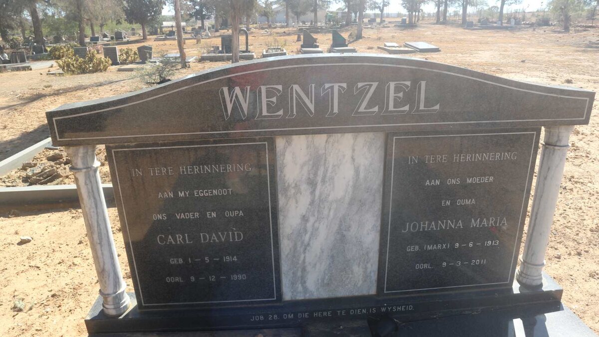 WENTZEL Carl David 1914-1990 &amp; Johanna Maria MARX 1913-2011