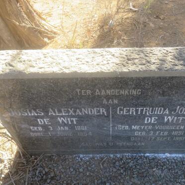 WIT Josias Alexander, de 1881-1954 &amp; Gertruida Johanna voorheen BOTHA nee MEYER 1891-1951