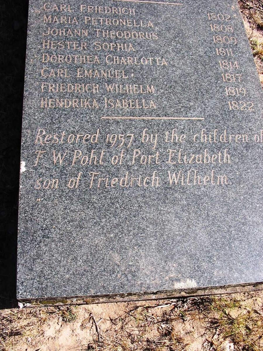 POHL Carl Friedrich 1768-1844 &amp; Hester Isabella MARX 1779-1844