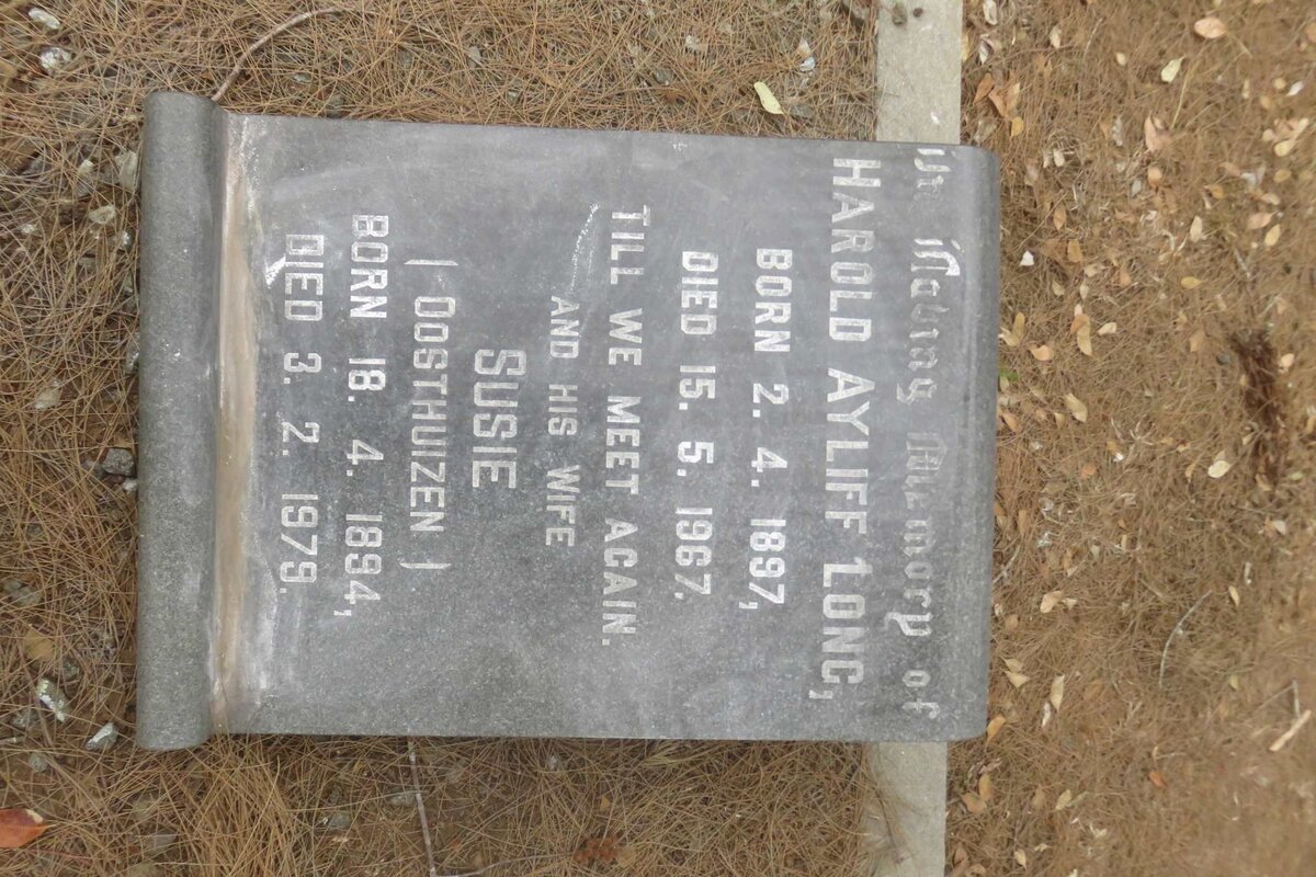 LONG Harold Ayliff 1897-1967 &amp; Susie OOSTHUIZEN 1894-1979