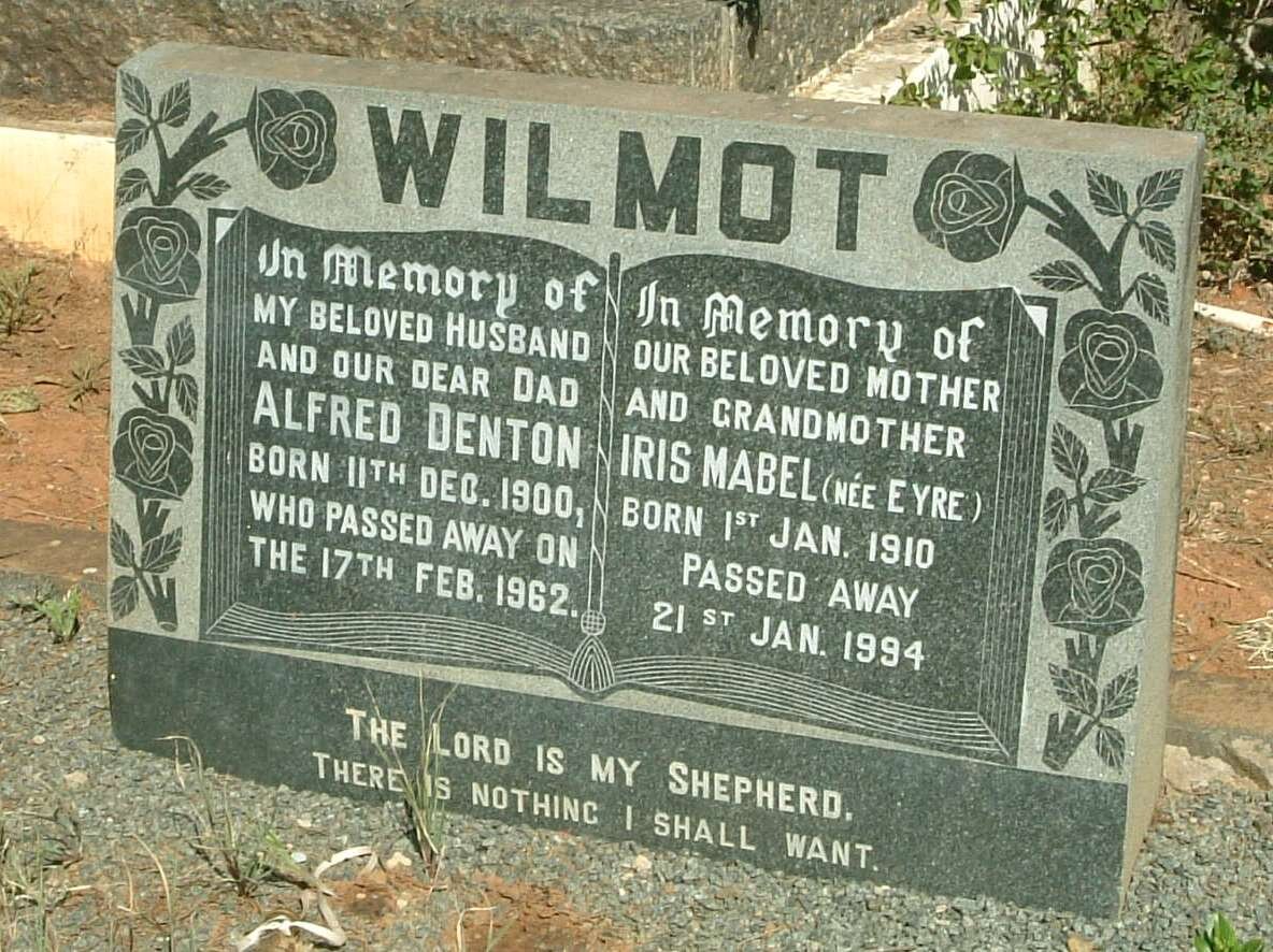 WILMOT Alfred Denton 1900-1962 &amp; Iris Mabel EYRE 1910-1994