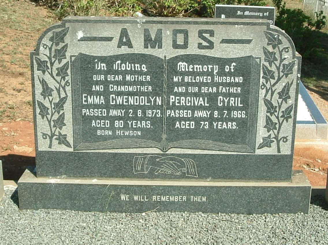 AMOS Percival Cyril -1966 &amp; Emma Gwendolyn HEWSON -1973
