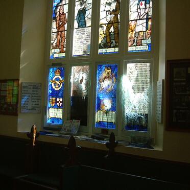 10. Stained glass window damage.
