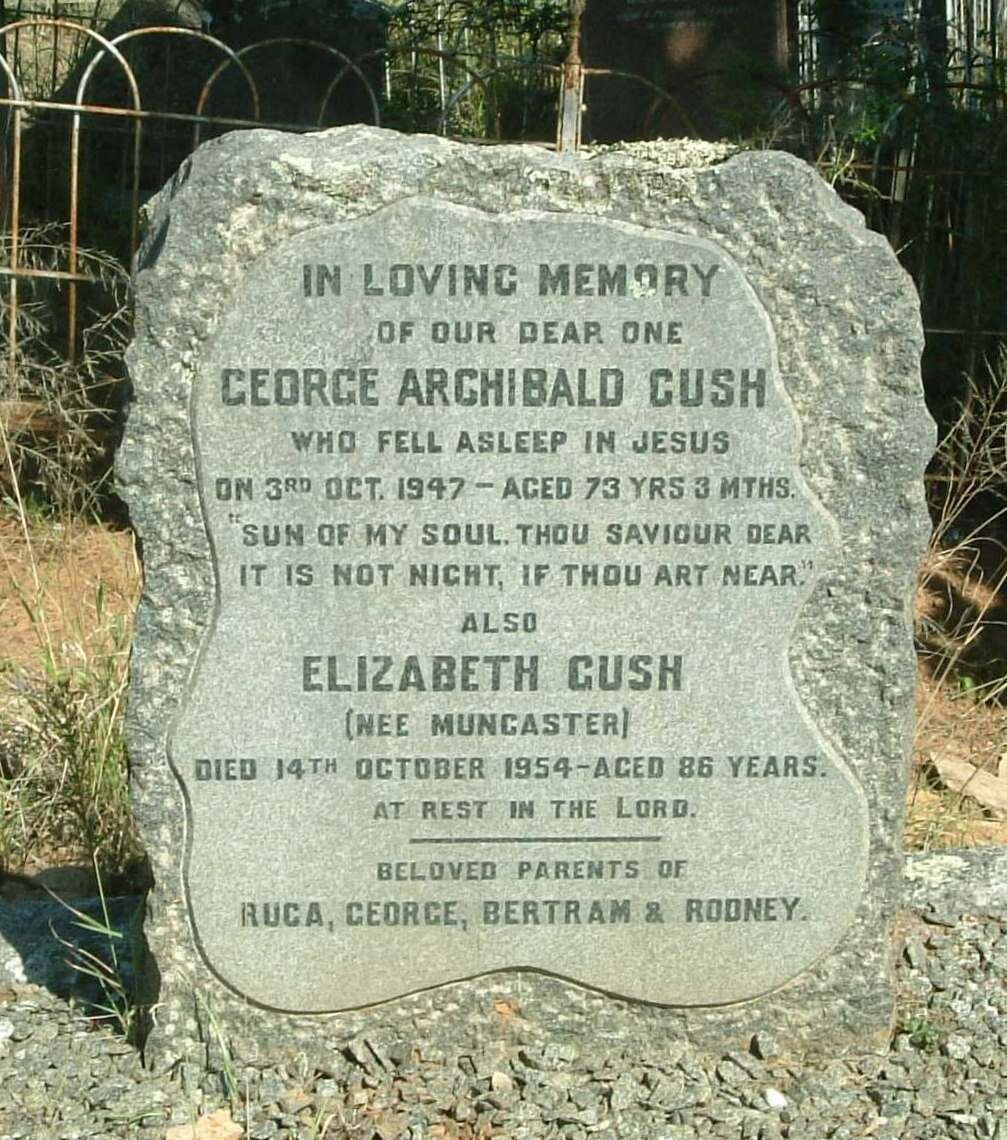 GUSH George Archibald -1947 &amp; Elizabeth MUNCASTER -1954