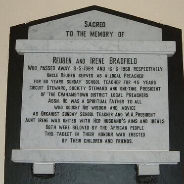 BRADFIELD Reuben  -1964 &amp; Irene -1960