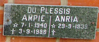 PLESSIS Ampie, du 1940-1998 &amp; Anria 1939-
