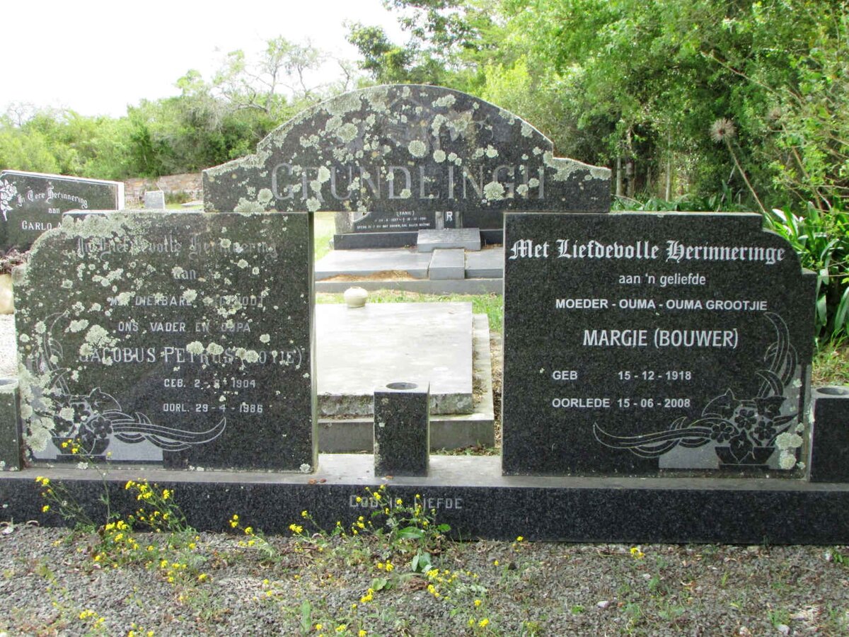 GRUNDLINGH Jacobus Petrus 1904-1986 &amp; Margie BOUWER 1918-2008