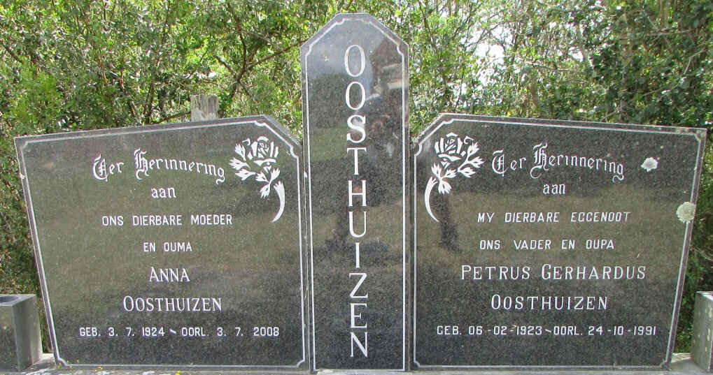 OOSTHUIZEN Petrus Gerhardus 1923-1991 &amp; Anna 1924-2008