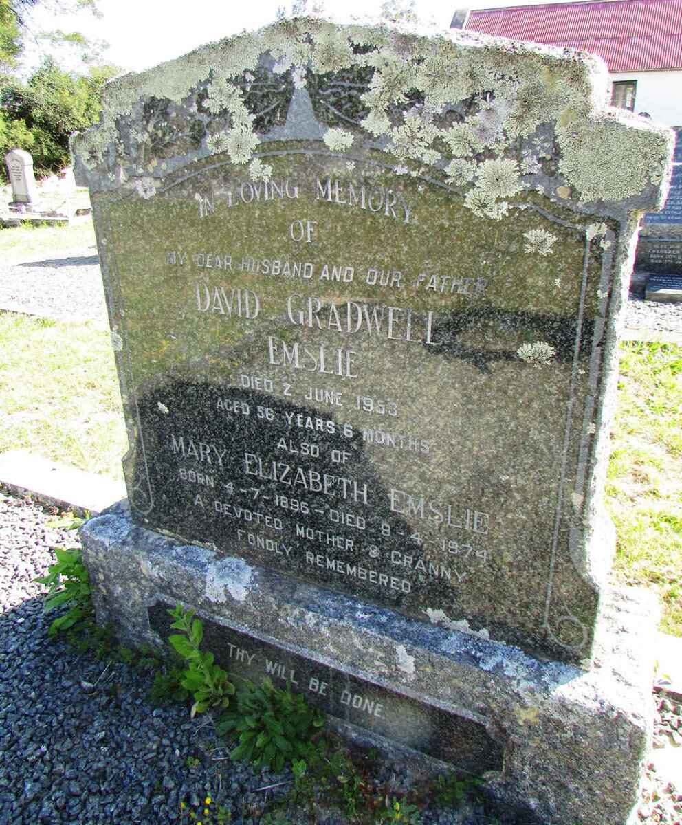EMSLIE David Gradwell -1953 &amp; Mary Elizabeth 1896-1974