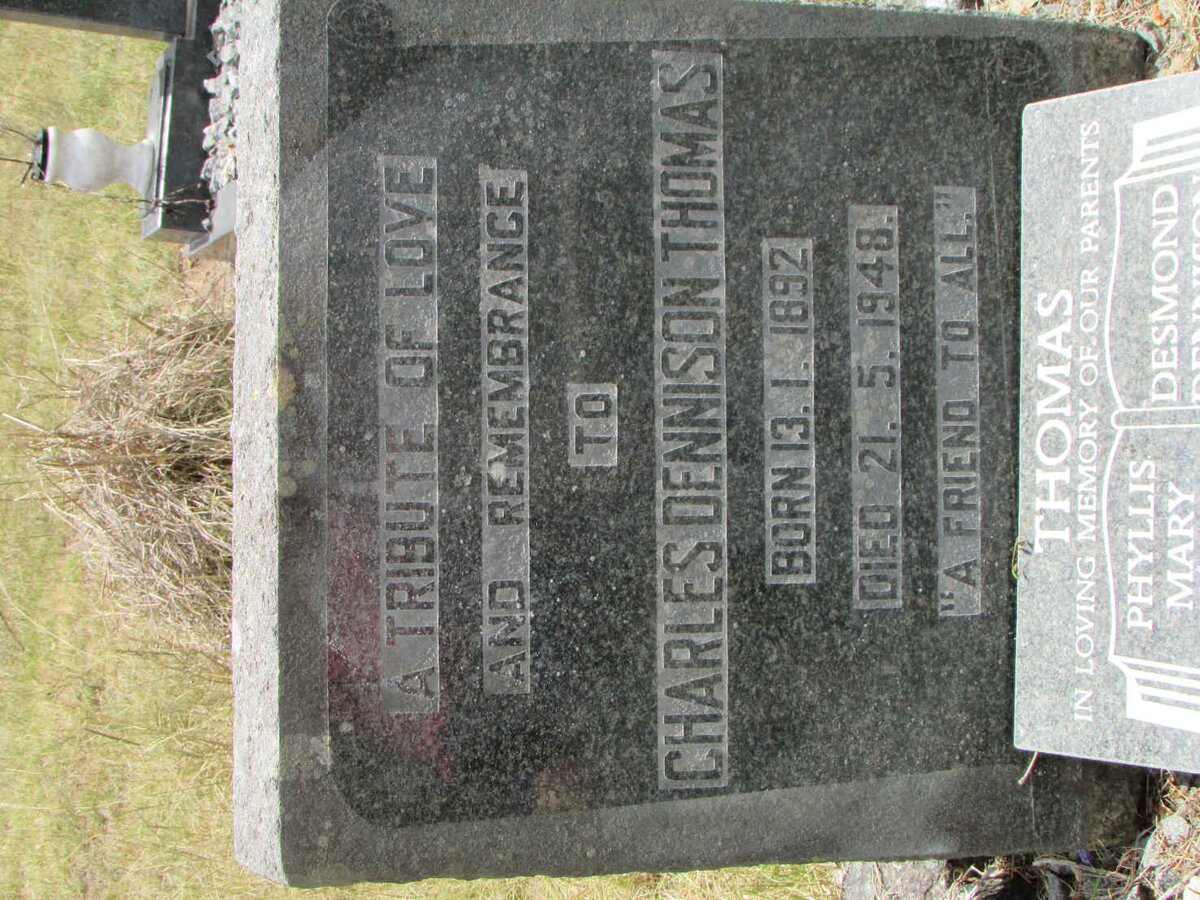THOMAS Charles Dennison 1892-1948 :: THOMAS Desmond Dennison 1920-2004 &amp; Phyllis Mary Evelyn HALL 1920-1998