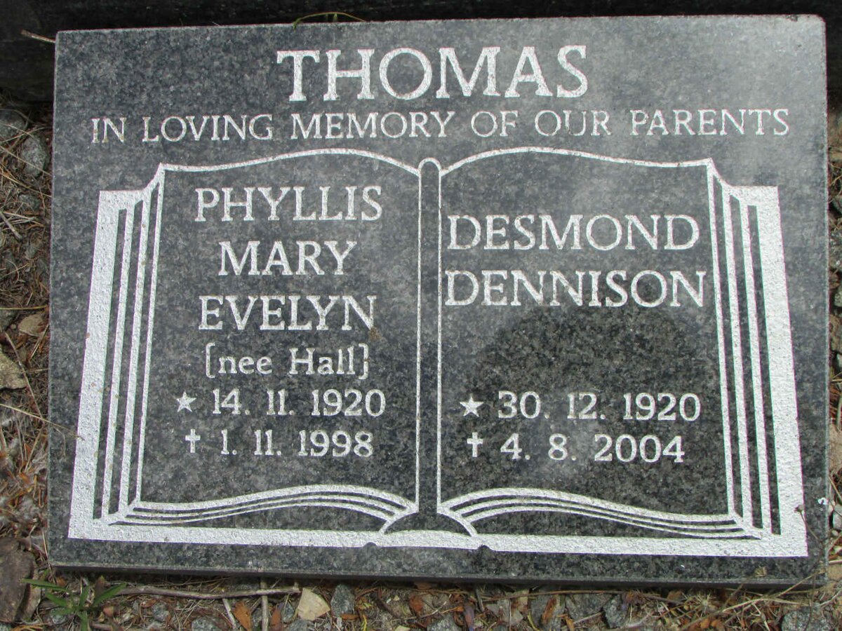 THOMAS Charles Dennison 1892-1948 :: THOMAS Desmond Dennison 1920-2004 &amp; Phyllis Mary Evelyn HALL 1920-1998