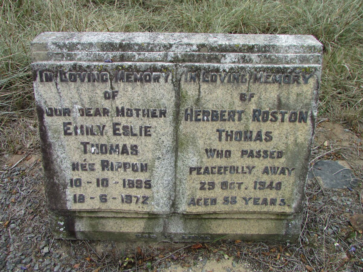 THOMAS Herbert Roston -1940 &amp; Emilie Eslie RIPPON 1895-1972
