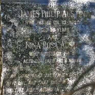 AUSTIN James Phillip -1920 &amp; Nina Rosa -1951