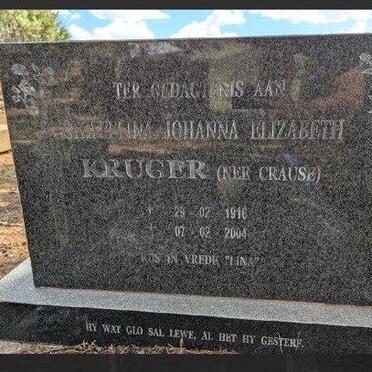 KRUGER Stoffelina Johanna Elizabeth nee CRAUSE 1916-2004
