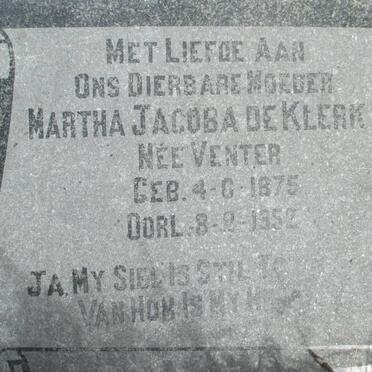 KLERK Martha Jacoba, de nee VENTER 1875-1952