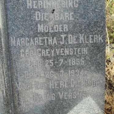 KLERK Margaretha J., de nee GREYVENSTEIN 1855-1934