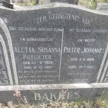 BAKKES Pieter Johannes 1896-1955 &amp; Aletta Susanna POTGIETER 1908-1987