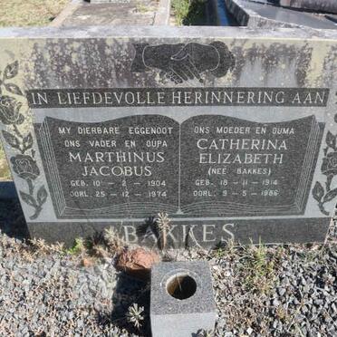 BAKKES Marthinus Jacobus 1904-1974 &amp; Catherina Elizabeth BAKKES 1914-1986