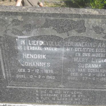 BESSINGER Hendrik Johannes 1876-1963 &amp; Mary Lydia Susanna VAN SCHALKWYK 1884-1959