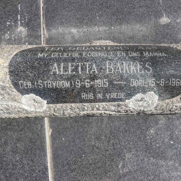 BAKKES Adriaan Izak Buchner 1916-1980 &amp; Aletta STRYDOM 1915-1966