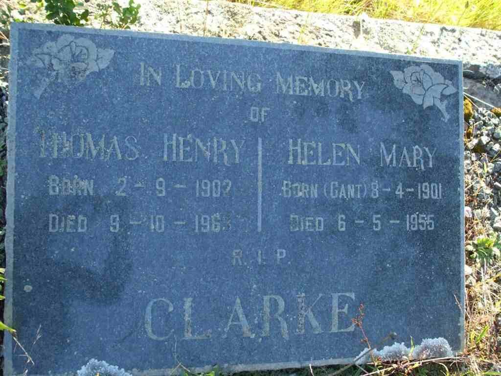 CLARKE Thomas Henry 1902-1963 &amp; Helen Mary GANT 1901-1955