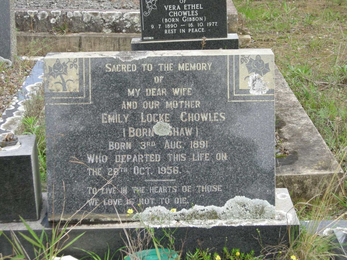 CHOWLES Albert Clarence 1892-1972 &amp; Emily Locke SHAW 1891-1956