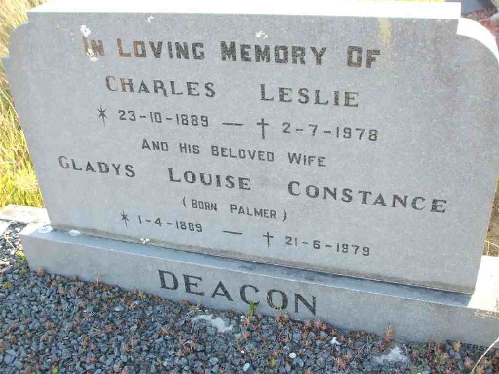 DEACON Charles Leslie 1889-1978 &amp; Gladys Louise Constance PALMER 1889-1979