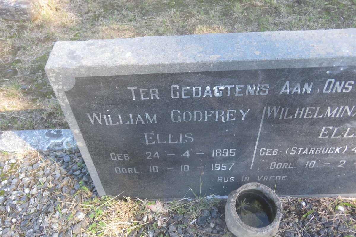 ELLIS William Godfrey 1895-1957 &amp; Wilhelmina Johanna STARBUCK 1896-1976