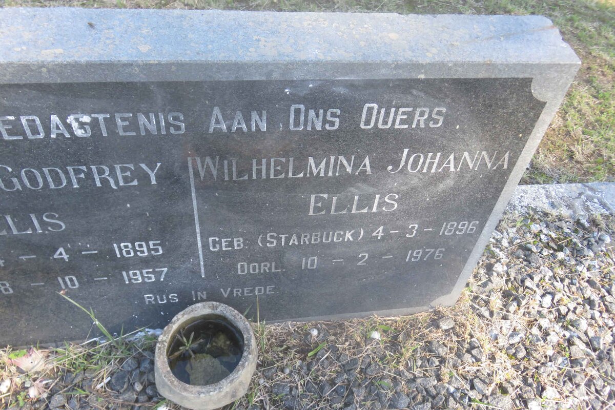 ELLIS William Godfrey 1895-1957 &amp; Wilhelmina Johanna STARBUCK 1896-1976